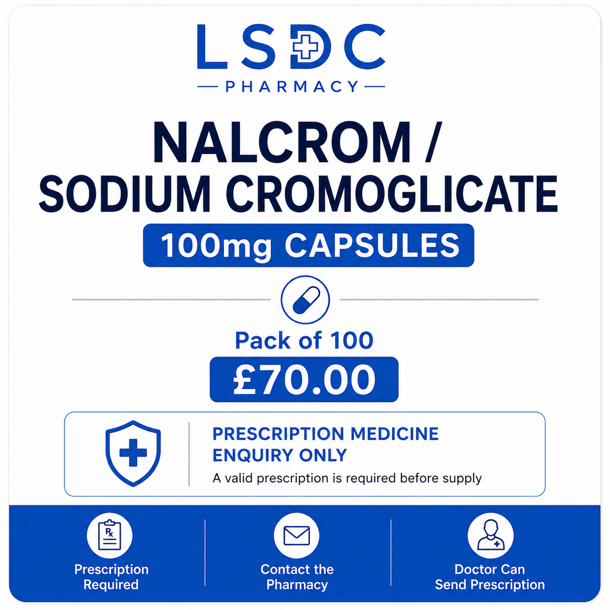 Nalcrom / Sodium Cromoglicate 100mg Capsules – Pack of 100