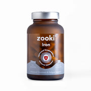 Zooki Iron supplement bottle on a white background