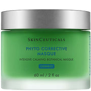 SkinCeuticals Phyto Corrective Masque in a green jar with a metallic silver lid, shown against a plain white background.
