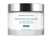 SkinCeuticals Clarifying Clay Masque in a white jar with a reflective silver lid, on a clean white background.