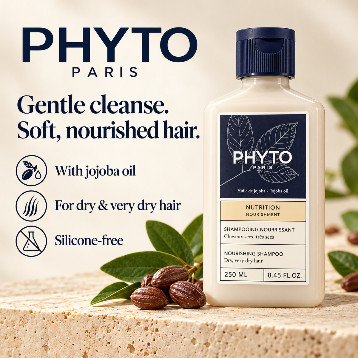 PHYTO Nutrition shampoo with jojoba oil benefits