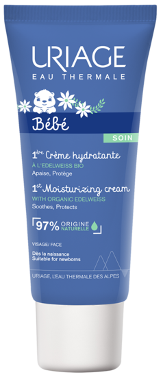Uriage Bébé 1st Moisturizing Cream tube on a white background