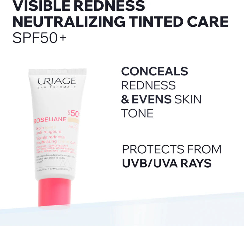 Uriage Roséliane SPF50 Tinted 40ml anti-redness face cream for sensitive skin | LSDC Pharmacy London